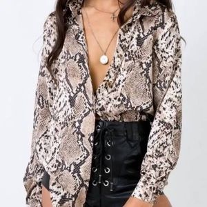 princess polly snake print satin button up top